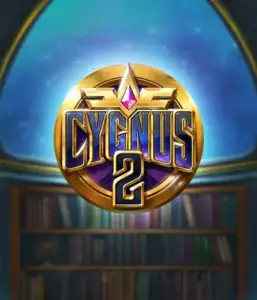 Experience the captivating visuals of Cygnus 2 Slot by ELK Studios, showcasing a luxurious emblem with a vibrant color scheme. Set against a celestial library backdrop, this graphic conjures the spirit of mystical exploration. 